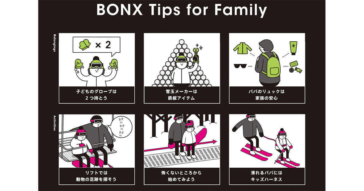 平成最後のスノーシーズンを子どもと遊び尽くすヒントに！BONXが家族向けスキー＆スノーボードTips集を公開