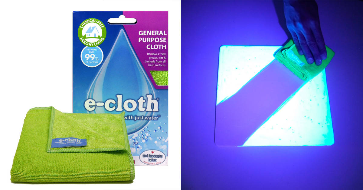 水拭きだけで汚れがよく落ち、しかも除菌率99%！世界が認めた高性能お掃除クロス「e-cloth（イークロス）」がついに日本上陸